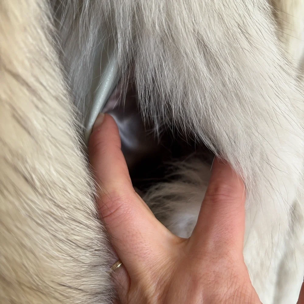 Elegant Cream Fur And Leather DASCO Coat - Picture 4 of 9